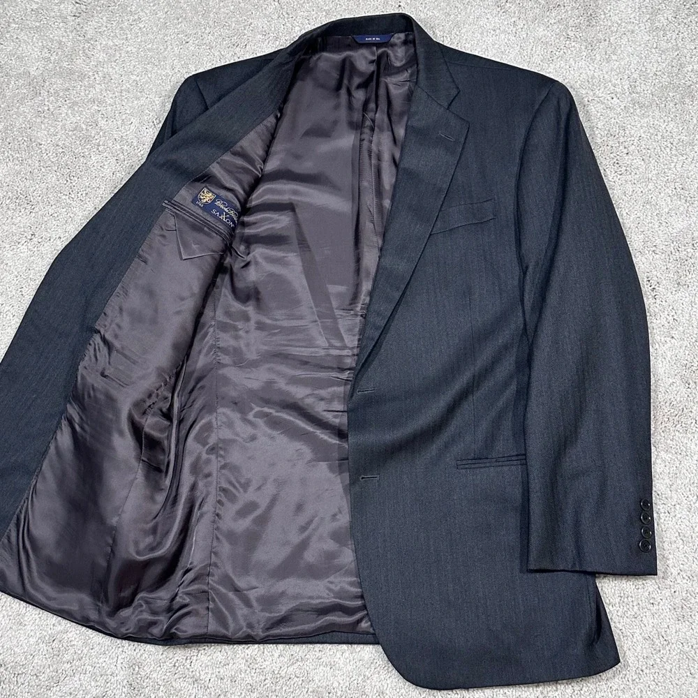 Brooks Brothers SAXON‎ 1818 Madison Men's Charcoal Wool Blazer Sport Coat 44L